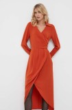 Sisley rochie culoarea portocaliu, midi, evazată