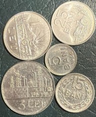 ROMANIA-RSR LOT MONEDE 1966/ 5, 15, 25 BANI si 1 LEU +3 LEI NECIRCULATE/ MONEDELE DIN IMAGINI