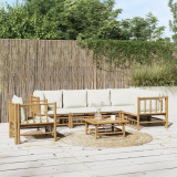 VidaXL Set mobilier de grădină cu perne alb crem, 7 piese, bambus 3155205