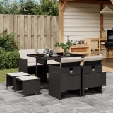 Gossi set mobilier de gradina cu perne, 9 piese, negru, poliratan