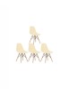 Set 4 buc scaune Stil Scandinav crem cu picioare din lemn de Fag, sezut PP, 46 x 54 x 81 cm, EXPRESS
