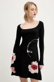 Desigual rochie BRUJAS culoarea negru, mini, evazată, 25SWVK07