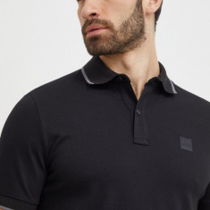 BOSS Orange tricou polo bărbați, culoarea negru, uni 50507699