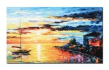 Tablou 3D pictat manual, Velier in razele soarelui, 100x60cm ulei pe panza in cutit, Spectaculos