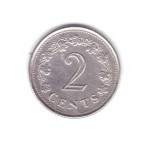 Moneda Malta 2 cents/centi 1982, stare buna, curata