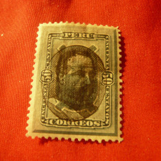 Timbru Peru 1894Gen. Remigio Morales Bermudez , val. 50C verde , cu supratipar