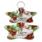 Suport Etajat Prajituri, Model Crăciunițe, Mesaj &quot;Merry Christmas&quot;, 2 Nivele, Sticlă, Multicolor, 22.7cm