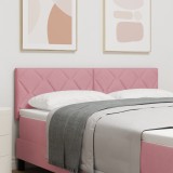 vidaXL Cap de Pat LED Roz Set de 2 Roz Țesătură, Lemn 160 cm USB-C