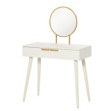 HOMCOM Masă de Toaletă/Machiaj cu Oglindă și 2 Sertare pentru Accesorii, Toaletă de Machiaj din Lemn, 80x40x123 cm, Alb | Aosom Romania
