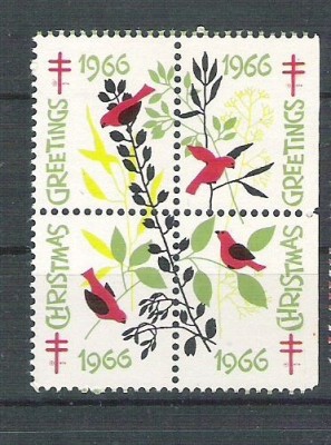 USA, Cinderella 1966 Christmas x 4, MNH, imperf. right L.088 foto