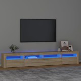 VidaXL Comodă TV cu lumini LED, stejar sonoma, 240x35x40cm