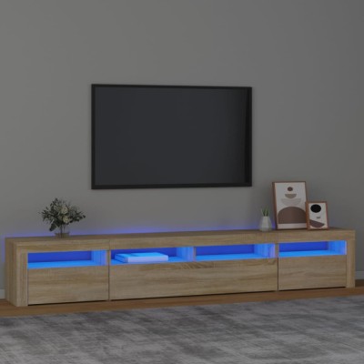 vidaXL Comodă TV cu lumini LED, stejar sonoma, 240x35x40cm foto