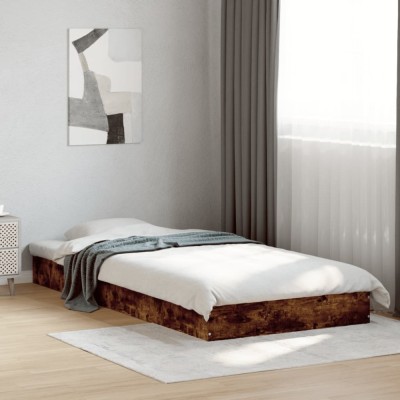 vidaXL Cadru pat fără saltea, stejar fumuriu 75x190 cm lemn prelucrat 842081 foto