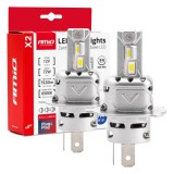 Becuri auto LED AMiO X2 H4/H19 6500K Canbus 72W 7920 lm 12V DC, CSP, IP67, pentru faruri cu lupa si reflector, Plug &amp;amp; Play