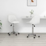 vidaXL Scaune de bucătărie pivotante, 2 buc., alb, piele artificială