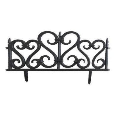 Gard de gradina decorativ, plastic negru, set 4 buc, 59.5x32.5 cm foto