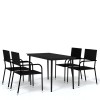 Set de mobilier pentru gradina, 5 piese, negru