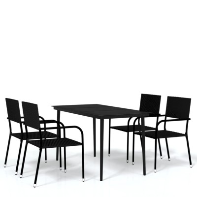 Set de mobilier pentru gradina, 5 piese, negru foto