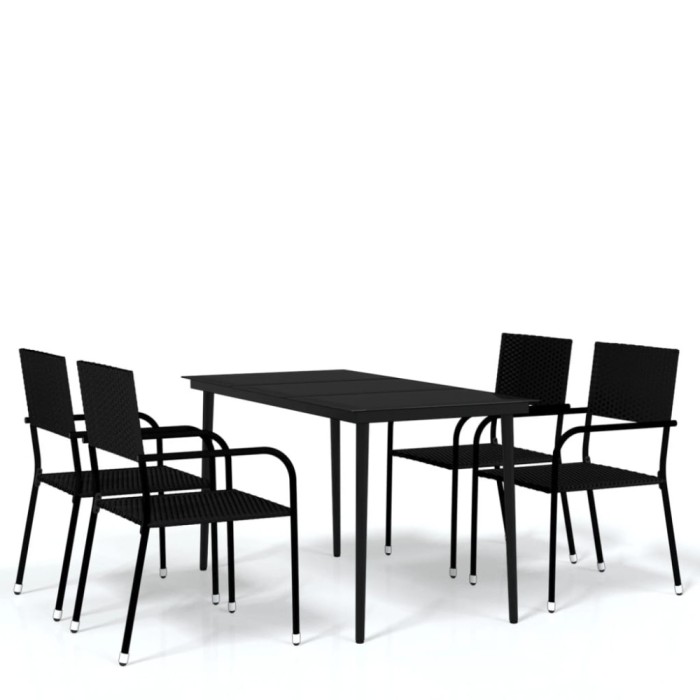 Set de mobilier pentru gradina, 5 piese, negru