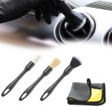 Set de 3 perii si o carpa pentru detailing auto FASBET, textil/par/ABS, multicolor