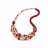 Colier Diva din agat rubiniu, cuarț, jad și perle