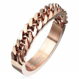 Inel din oțel inoxidabil &icirc;n culoarea cuprului cu model de lanț, 4 mm - Marime inel: 68