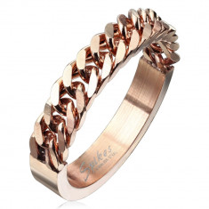 Inel din oțel inoxidabil în culoarea cuprului cu model de lanț, 4 mm - Marime inel: 68