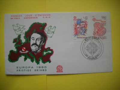 HOPCT PLIC FDC S NR 110 ARISTIDE BRIAND- FRANTA -EUROPA CEPT 1980 foto