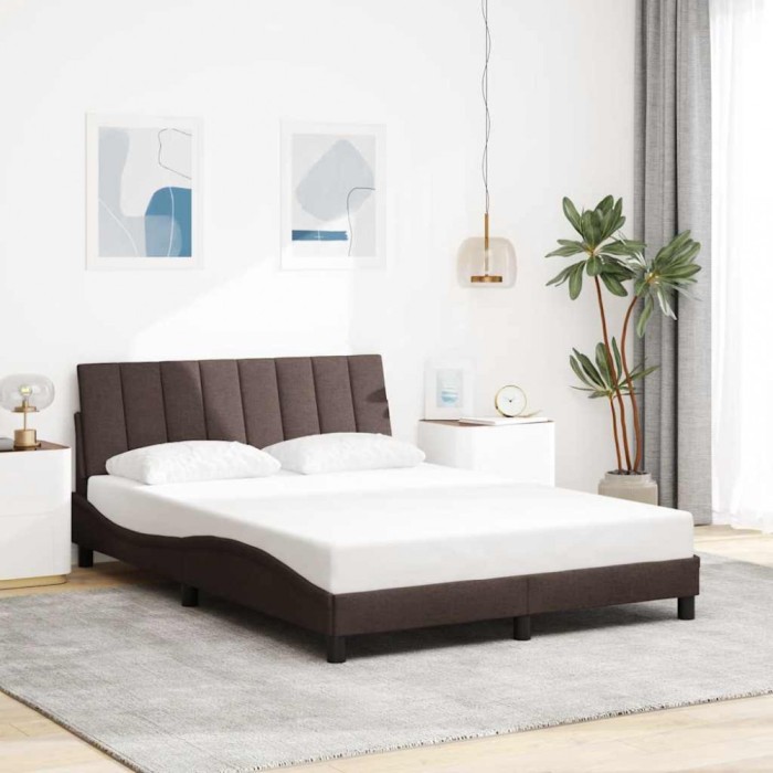 vidaXL Cadru de pat fără saltea, Hanko, maro &icirc;nchis, 140x200 cm, textil 3310394