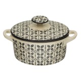 Bol Supă din Porțelan, Model Bej cu Negru, Capacitate 0,7L, Compatibil Mașina de Spălat Vase și Cuptorul cu Microunde, Oem