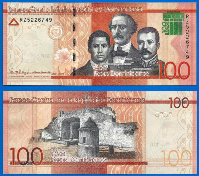 REPUBLICA DOMINICANA █ bancnota █ 100 Pesos Dominicanos █ 2019 █ P-190e █ UNC foto