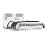 VidaXL Cadru de pat cu tăblie, alb, 135x190 cm, lemn prelucrat