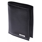 Portofel barbati din piele naturala, negru, 9 x 13 cm, 575N