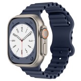 Curea compatibila Apple Watch, pentru Ultra, Ultra 2, SE, 9/8/7/6/5/4/3/2/1 - 42/44/45/49MM, Silicon Moale, Ocean Band, LUVLU&trade;, Midnight Blue