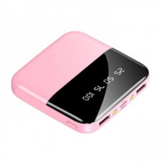 Mini Powerbank 10000mAh cu stand suport telefon Pink foto