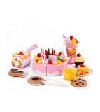 Tort feliabil pentru copii cu 75 de accesorii, Happy Birthday roz, Oem