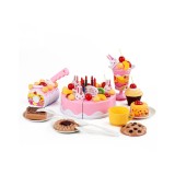 Tort feliabil pentru copii cu 75 de accesorii, Happy Birthday roz