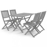 VidaXL Set mobilier de grădină, 5 piese, gri, lemn masiv de acacia