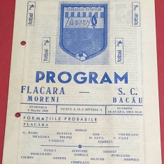 Program meci fotbal FLACARA MORENI-SC BACAU (06.03.1988)