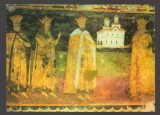 CPIB 24262 CARTE POSTALA - TARGOVISTE - TABLOU VOTIV IN BISERICA DOMNEASCA, CIRCULATA, 1977, STAMPILE, TIMBRU