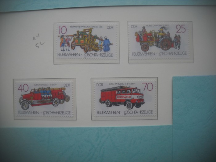 HOPCT TIMBRE MNH 1215 VEHICULE POMPIERI -4 VAL-1987-GERMANIA DDR/RDG