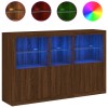 Servanta cu lumini LED, stejar maro, 162x37x100 cm