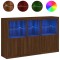 Servanta cu lumini LED, stejar maro, 162x37x100 cm