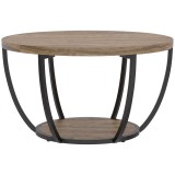 HOMCOM Măsuță de cafea cu 2 nivele, masă de living 80 x 80 x 43,8 cm, Maro/Negru | Aosom Romania