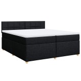 Cumpara ieftin Pat box spring cu saltea, negru, 200x200 cm, textil
