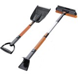 Lopata pentru zapada flippy, 5 in 1, perie, racleta, 2 tipuri de lopeti, rotativa, telescopica, detasabila, material aluminiu si abs, 100 x 25 cm, neg