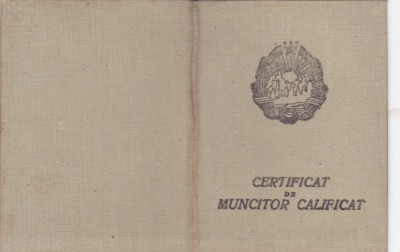 CERTIFICAT DE MUNCITOR CALIFICAT IN MESERIA DE ZIDAR 1964 foto
