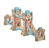 Set de Construit din Lemn, Macheta 3D, Copii si Adulti, 105 piese, Tower Bridge, Podul Turnului din Londra, 14+ ani