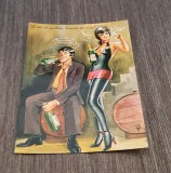 Carte Poștală Umoristică Vintage Franța &ndash; Ilustrație cu Cuplu și Vin, Necirculata, Printata