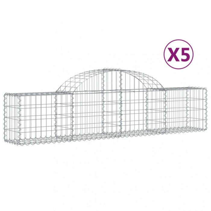Cosuri gabion arcuite 5 buc, 200x30x40/60 cm, fier galvanizat